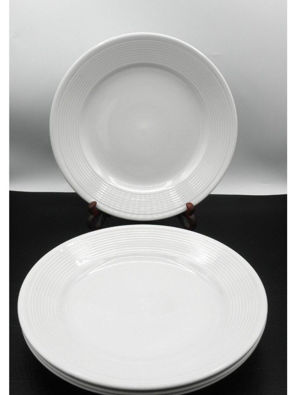 MSY19 by Mainstays 11.25 Inch Dinner Plates Set of 4 White Raised Ring on Rim